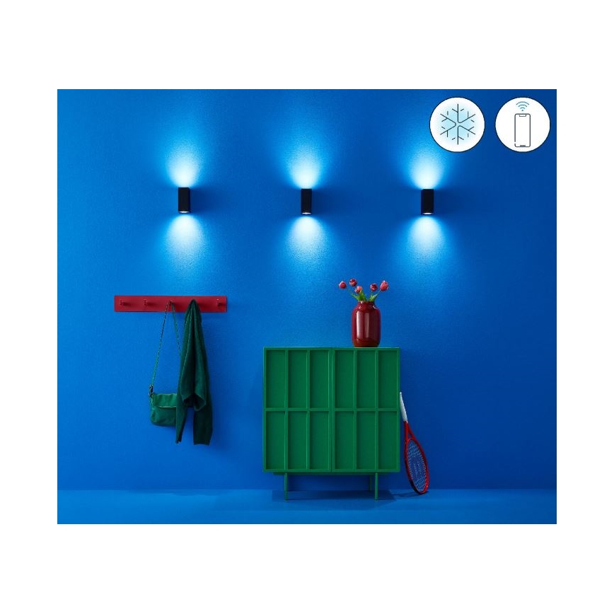 WiZ - LED væglampe dæmpbar RGBW-farver UP&DOWN 2xGU10/4,7W/230V 2200-6500K sort Wi-Fi