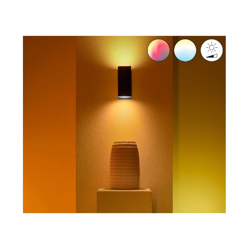 WiZ - LED væglampe dæmpbar RGBW-farver UP&DOWN 2xGU10/4,7W/230V 2200-6500K sort Wi-Fi