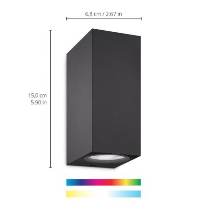 WiZ - LED væglampe dæmpbar RGBW-farver UP&DOWN 2xGU10/4,7W/230V 2200-6500K sort Wi-Fi