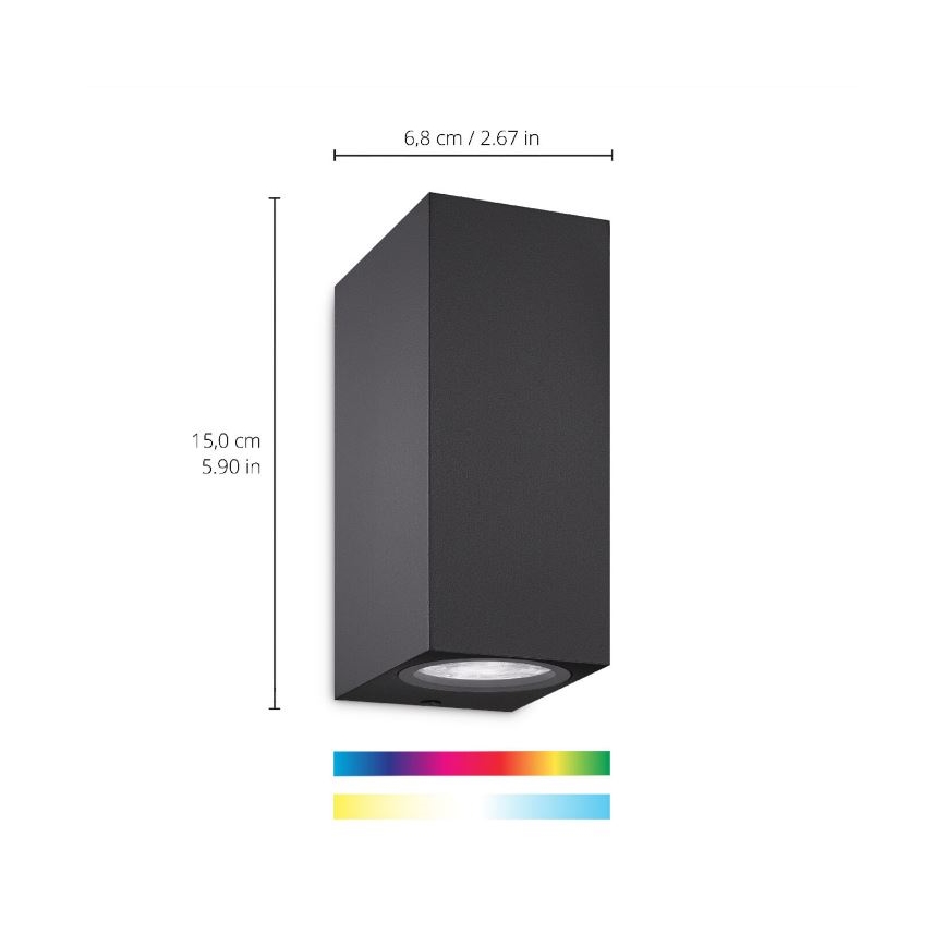 WiZ - LED væglampe dæmpbar RGBW-farver UP&DOWN 2xGU10/4,7W/230V 2200-6500K sort Wi-Fi