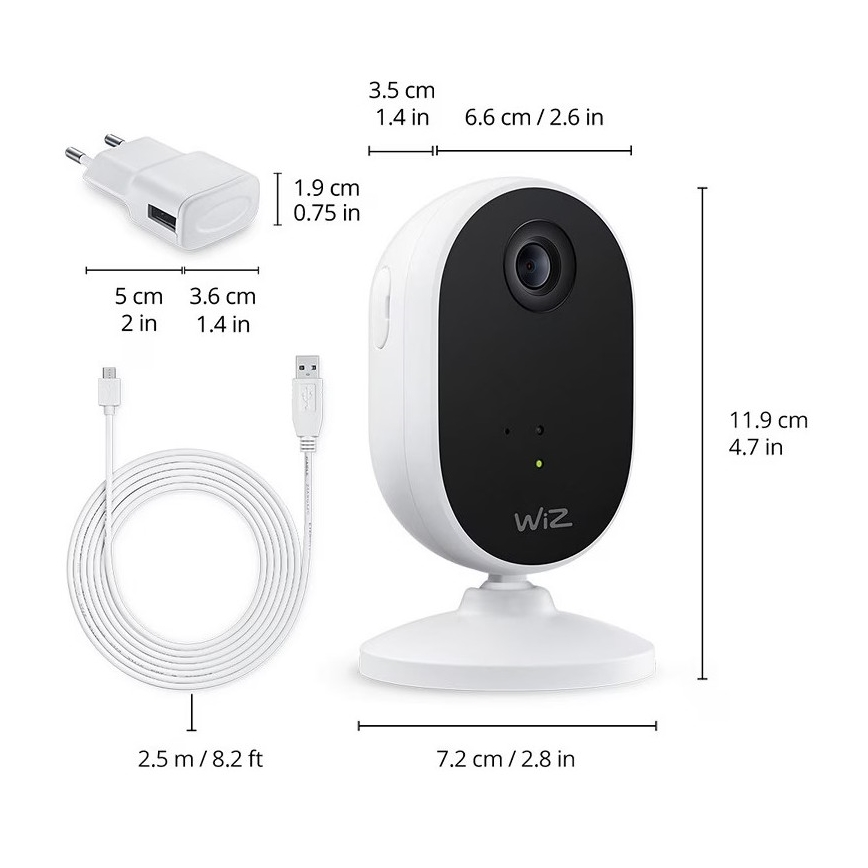 WiZ- Overvågningssæt til hjemmet: 1x kamera+ 3x LED RGB lyspære 8,5W/230V Wi-Fi