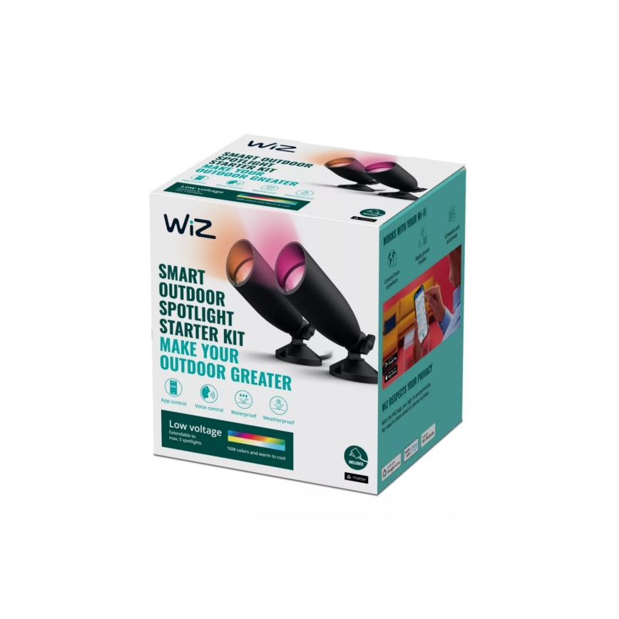 WiZ -SÆT 2x LED RGBW Udendørslampe dæmpbar SPOT LED/10W/230V 2700-5000K IP65 Wi-Fi