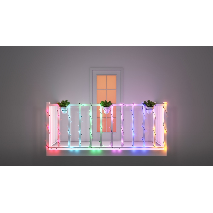 WiZ - Udendørs LED lyskæde m. RGBW-farver dæmpbar 160xLED 20 m IP44 2700-5000K Wi-Fi