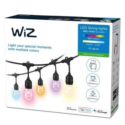 WiZ - Udendørs LED lyskæde RGBW-farver 12xLED 14,4 m IP65 2700-5000K Wi-Fi