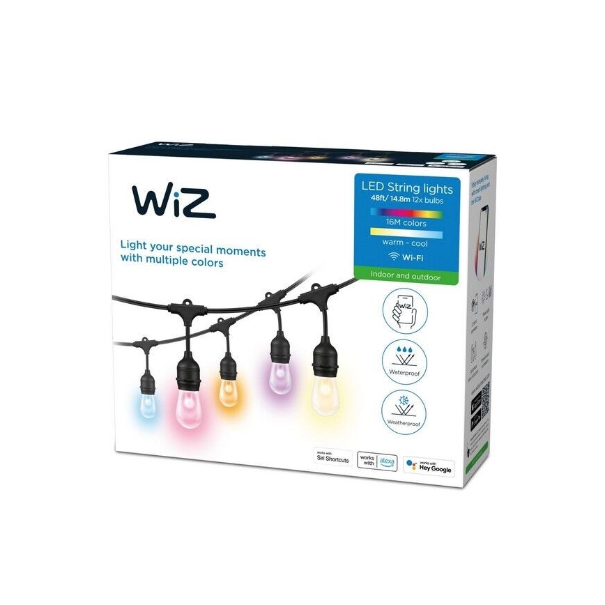 WiZ - Udendørs LED lyskæde RGBW-farver 12xLED 14,4 m IP65 2700-5000K Wi-Fi