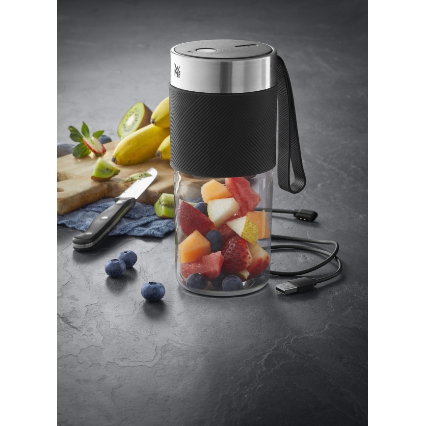 WMF - KITCHENminis rejse-smoothieblender, 50 W / 7,4 V, 1200 mAh, rustfrit stål