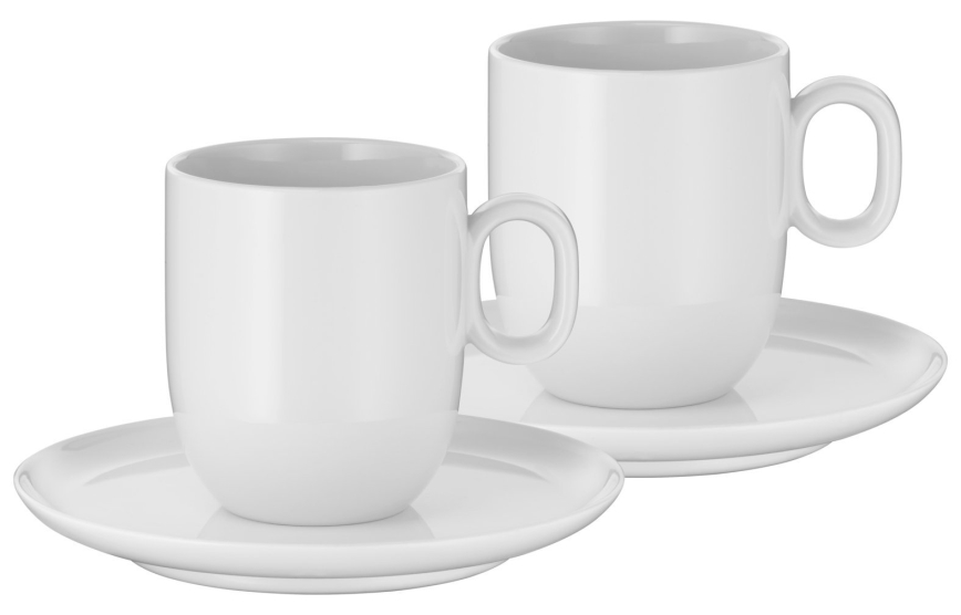 WMF - SÆT 2x Café crème-kop med underkop BARISTA 170 ml hvid