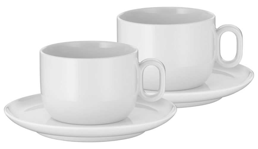 WMF - SÆT 2x Cappuccinokop med underkop BARISTA 160 ml hvid