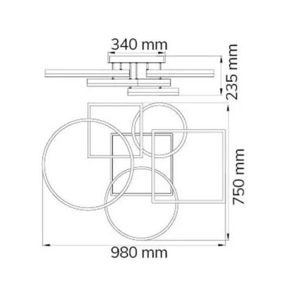 Wofi 11981 - LED loftlampe dæmpbar VAASA LED/80W/230V