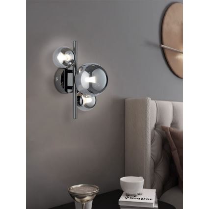 Wofi 4014.03.24.9000 - LED væglampe VILLA 3xG9/3W/230V sort/skinnende krom
