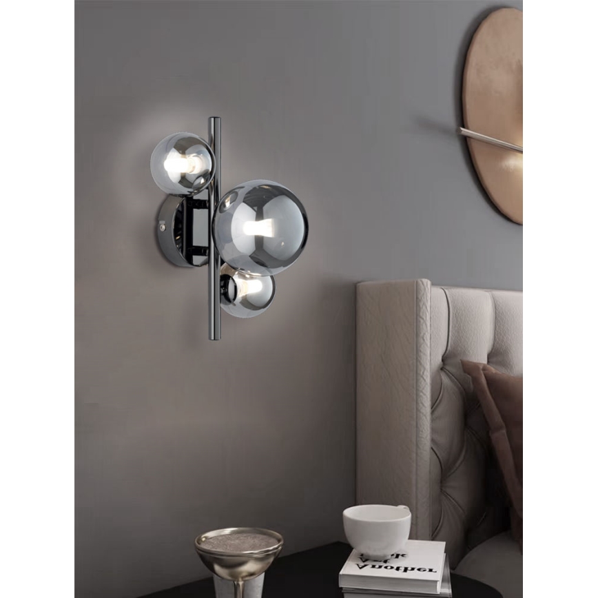 Wofi 4014.03.24.9000 - LED væglampe VILLA 3xG9/3W/230V sort/skinnende krom
