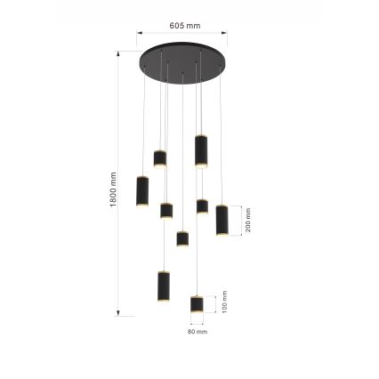 Wofi 5003-904 - LED pendel dæmpbar TOULOUSE LED/57W/230V sort/guldfarvet