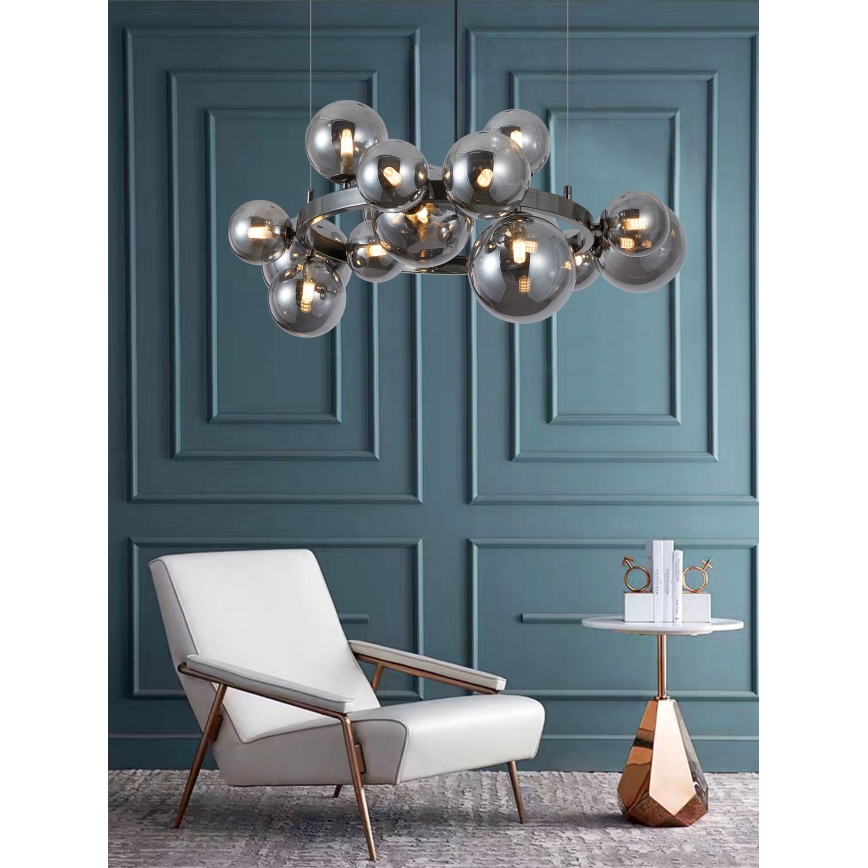 Wofi 5014-1505W - LED pendel VILLA 15xG9/3W/230V sort