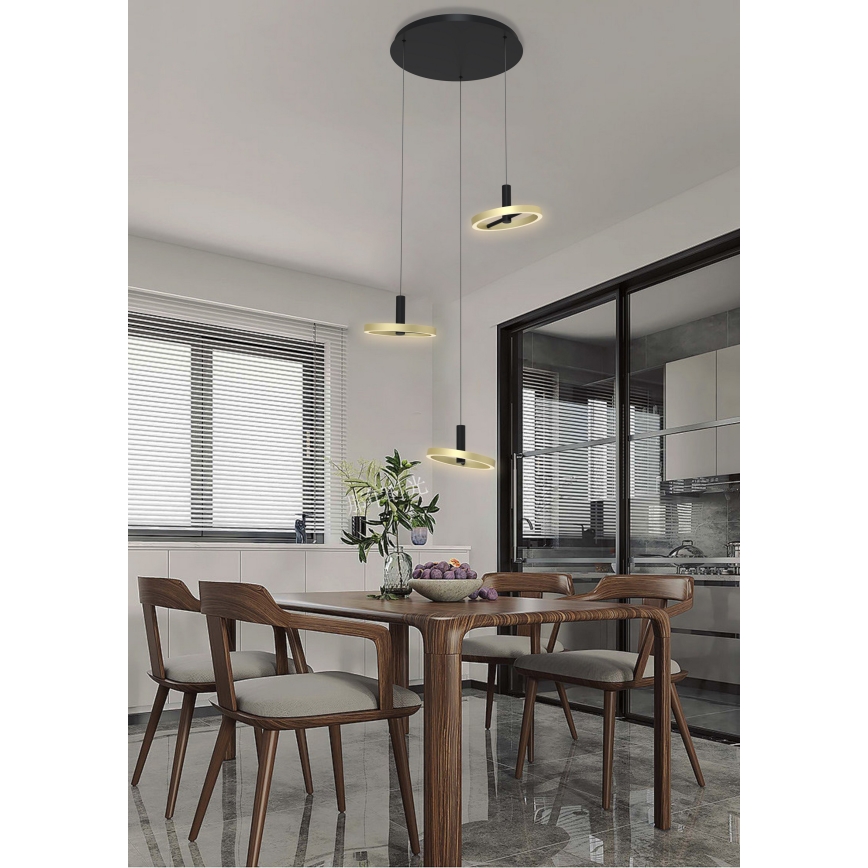 Wofi 5016-304 - LED pendel dæmpbar BREST LED/26W/230V sort/guldfarvet