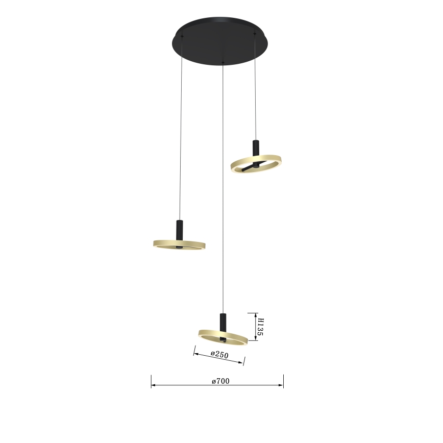Wofi 5016-304 - LED pendel dæmpbar BREST LED/26W/230V sort/guldfarvet