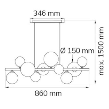 Wofi 6014.10.14.9000 - LED pendel VILLA 10xG9/3W/230V guldfarvet