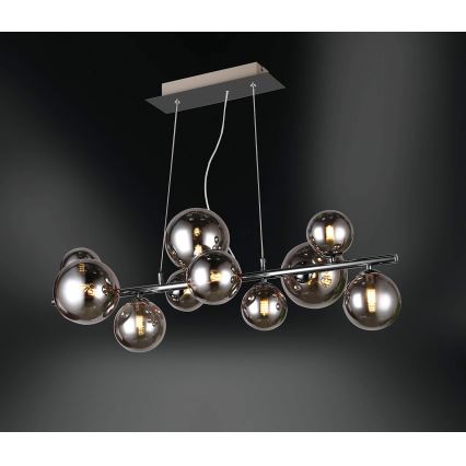 Wofi 6014.10.24.9000 - LED pendel VILLA 10xG9/3W/230V sort/skinnende krom