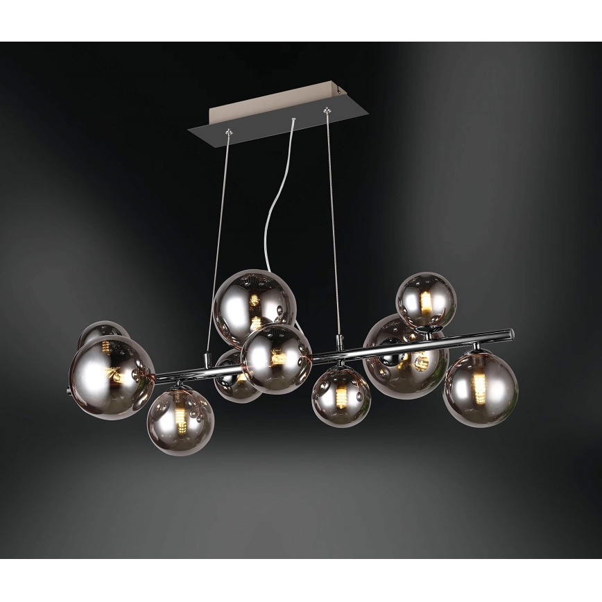 Wofi 6014.10.24.9000 - LED pendel VILLA 10xG9/3W/230V sort/skinnende krom