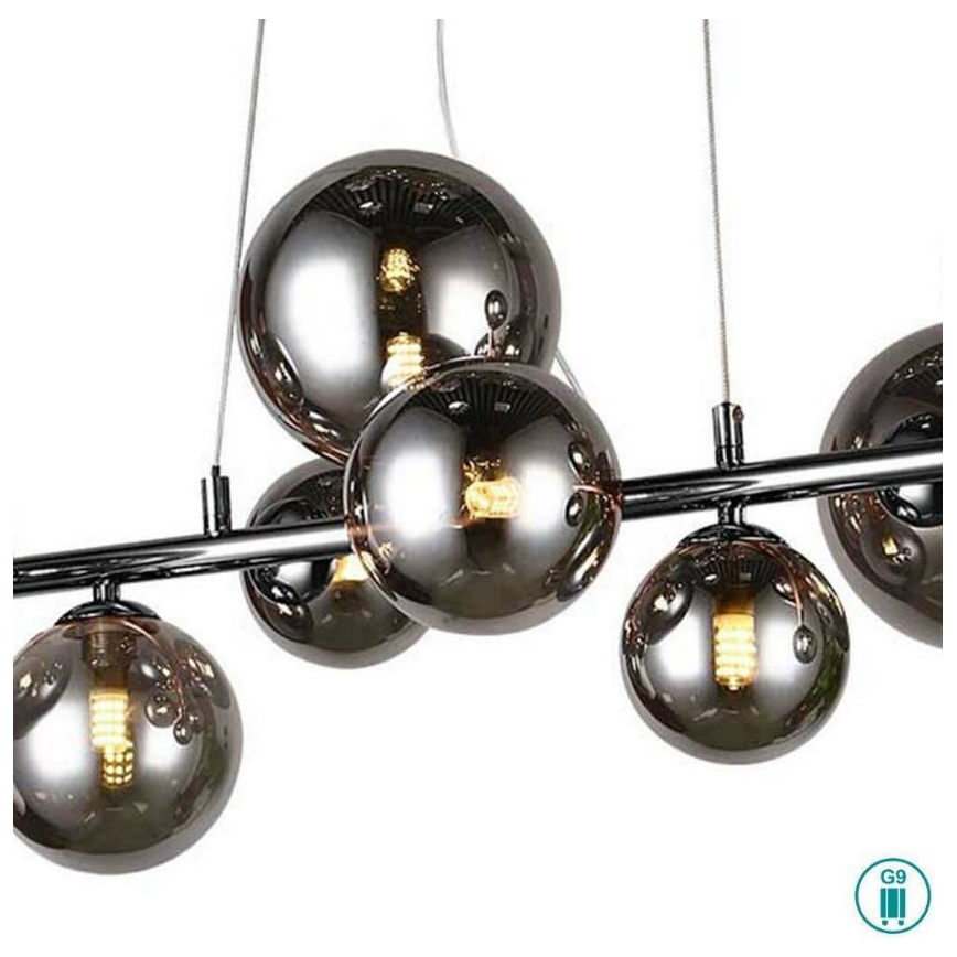 Wofi 6014.10.24.9000 - LED pendel VILLA 10xG9/3W/230V sort/skinnende krom