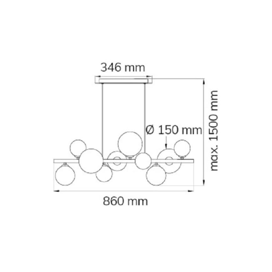 Wofi 6014.10.24.9000 - LED pendel VILLA 10xG9/3W/230V sort/skinnende krom