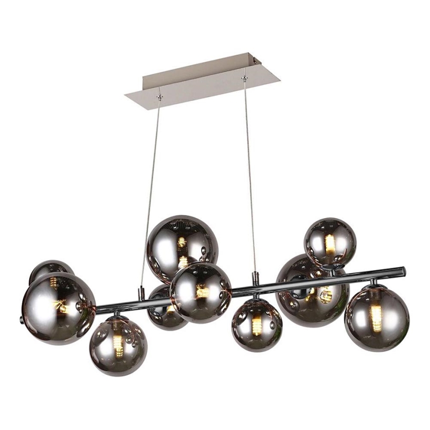 Wofi 6014.10.24.9000 - LED pendel VILLA 10xG9/3W/230V sort/skinnende krom