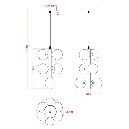 Wofi 6014-605W - LED pendel VILLA 6xG9/3W/230V sort