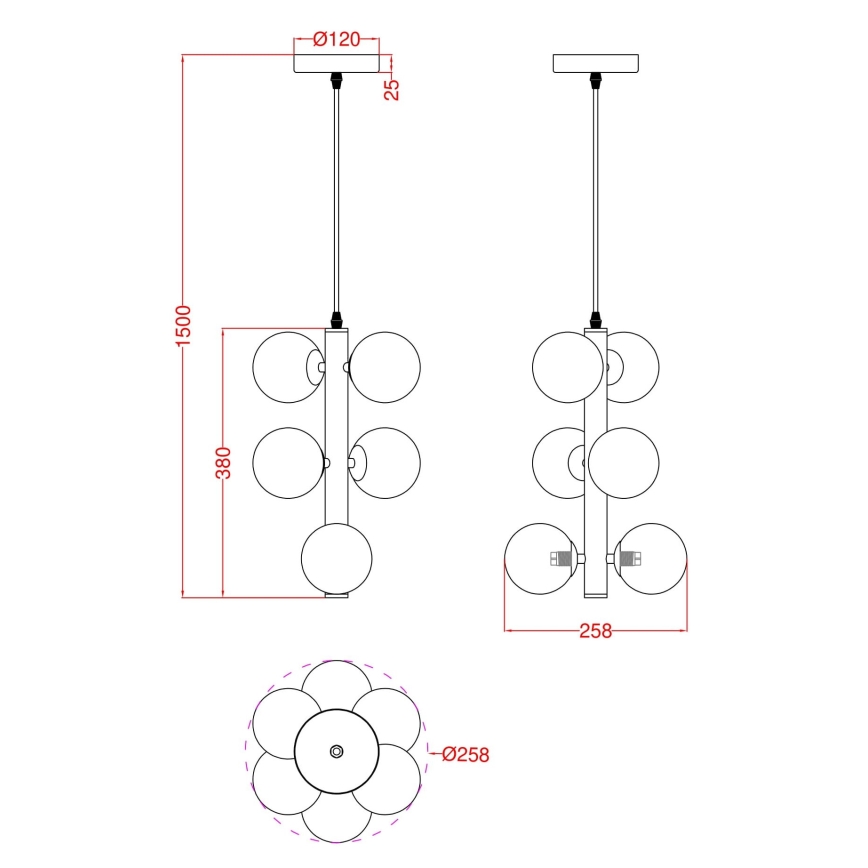 Wofi 6014-605W - LED pendel VILLA 6xG9/3W/230V sort