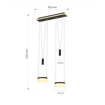 Wofi 6054-502 - LED pendel dæmpbar JESSE LED/21W/230V sort