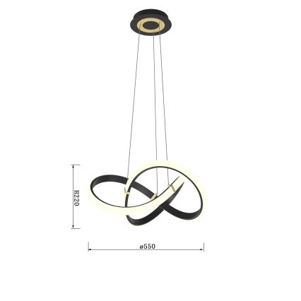 Wofi 6134-104 - LED pendel dæmpbar INDIGO LED/44W/230V sort/guldfarvet