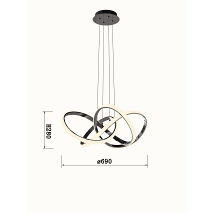 Wofi 6134-105L - LED pendel dæmpbar INDIGO LED/50W/230V sort/skinnende krom