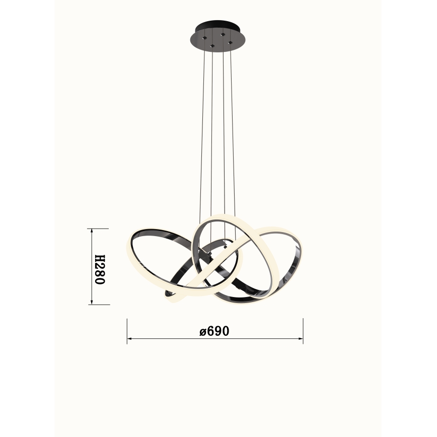 Wofi 6134-105L - LED pendel dæmpbar INDIGO LED/50W/230V sort/skinnende krom