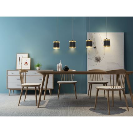 Wofi 7003-404 - LED dæmpbar pendel på wire TOULOUSE 4xLED/8,5W/230V sort/guld