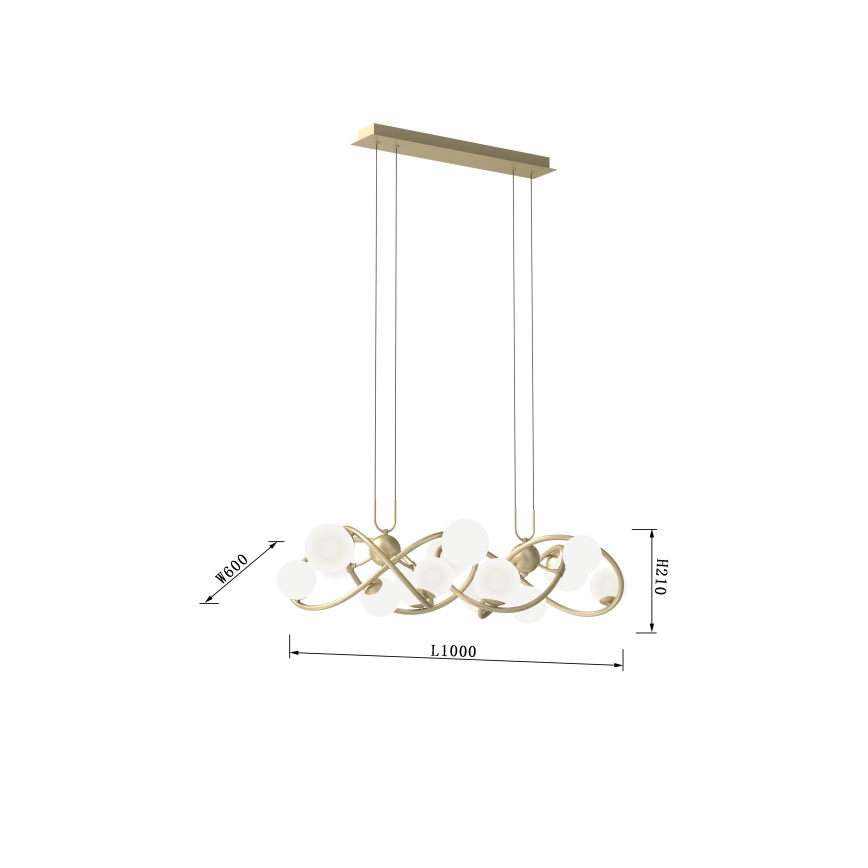 Wofi 7014-1401 - LED pendel NANCY 14xG9/3,5W/230V guldfarvet/hvid