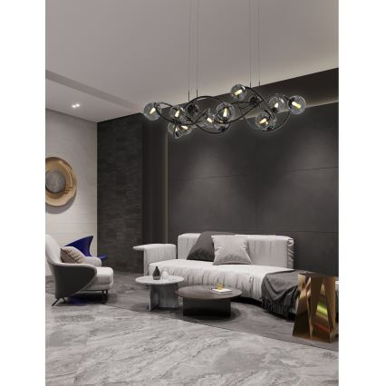 Wofi 7014-1405 - LED pendel NANCY 14xG9/3,5W/230V sort/skinnende krom