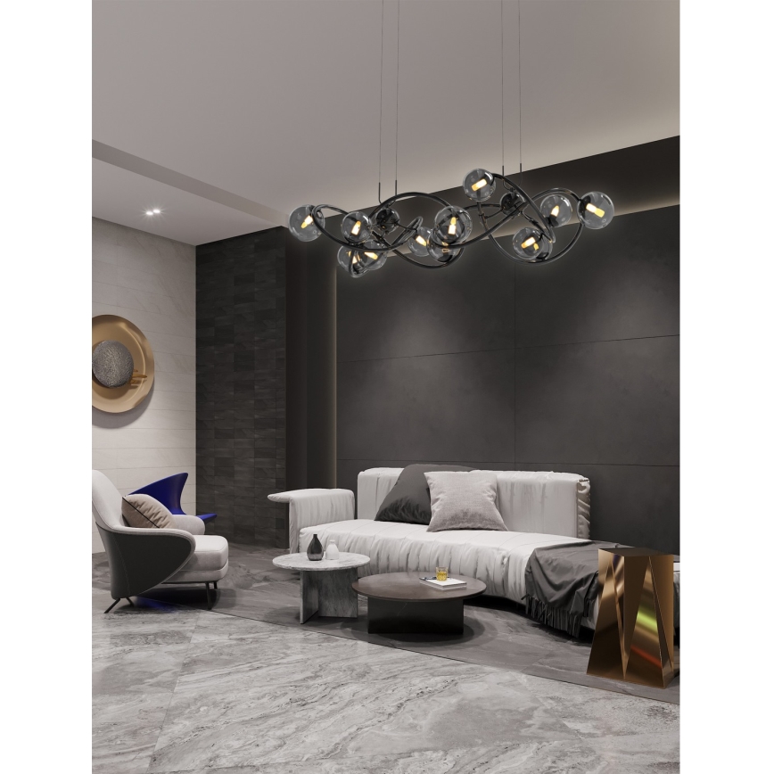 Wofi 7014-1405 - LED pendel NANCY 14xG9/3,5W/230V sort/skinnende krom
