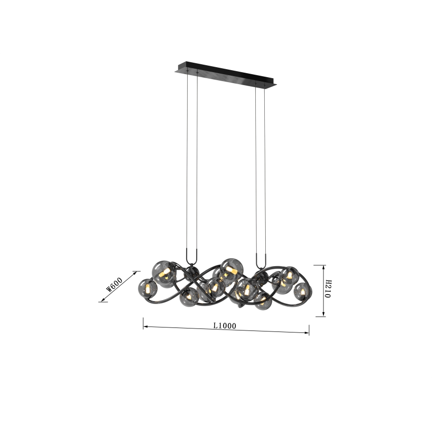 Wofi 7014-1405 - LED pendel NANCY 14xG9/3,5W/230V sort/skinnende krom