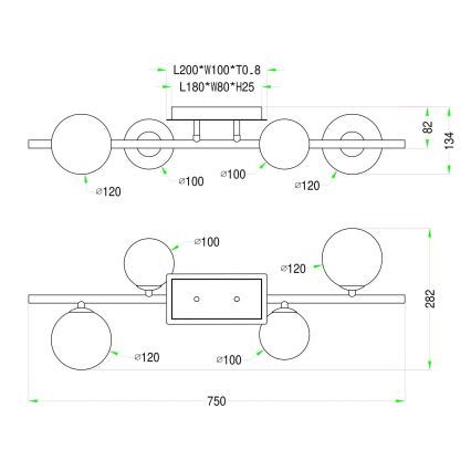 Wofi 7014-405W - LED loftlampe VILLA 4xG9/3W/230V sort