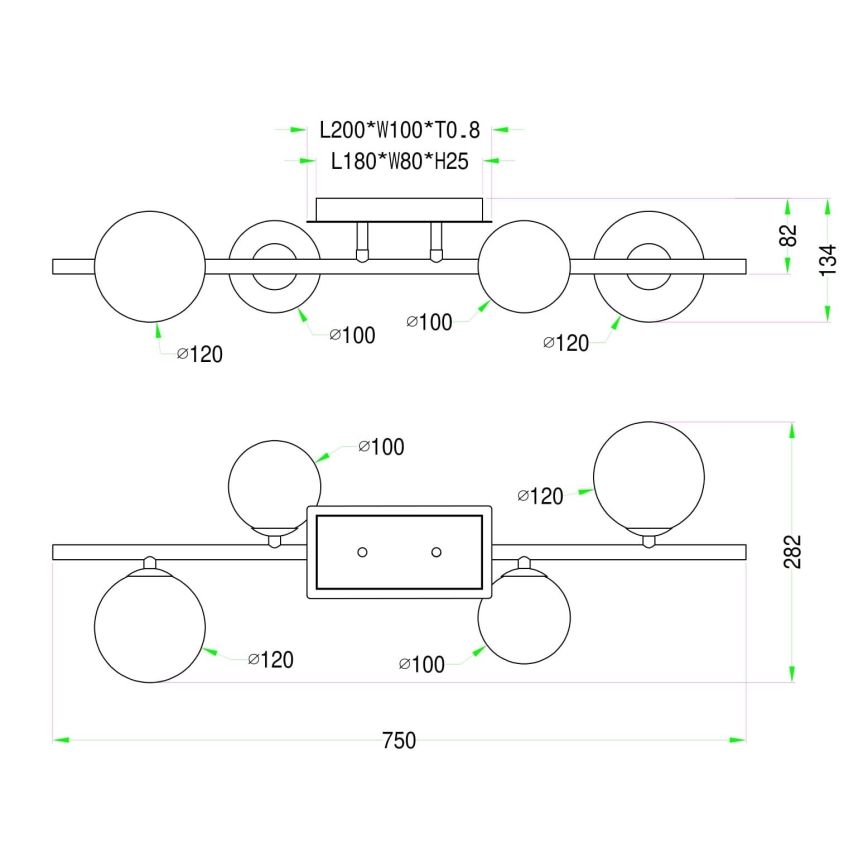 Wofi 7014-405W - LED loftlampe VILLA 4xG9/3W/230V sort