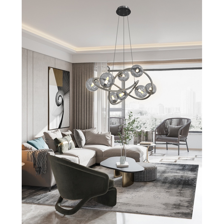Wofi 7014-805 - LED pendel NANCY 8xG9/3,5W/230V sort/skinnende krom