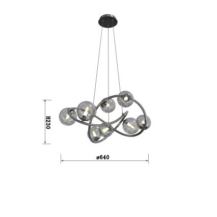 Wofi 7014-805 - LED pendel NANCY 8xG9/3,5W/230V sort/skinnende krom