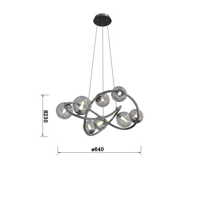 Wofi 7014-805 - LED pendel NANCY 8xG9/3,5W/230V sort krom