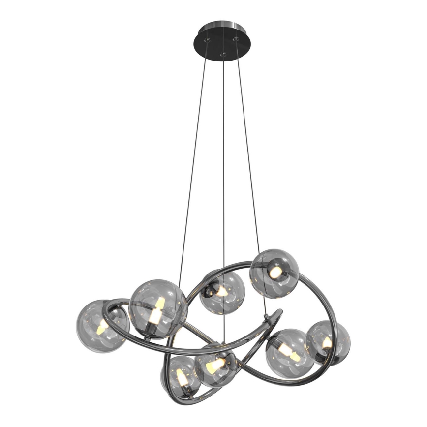 Wofi 7014-805 - LED pendel NANCY 8xG9/3,5W/230V sort/skinnende krom