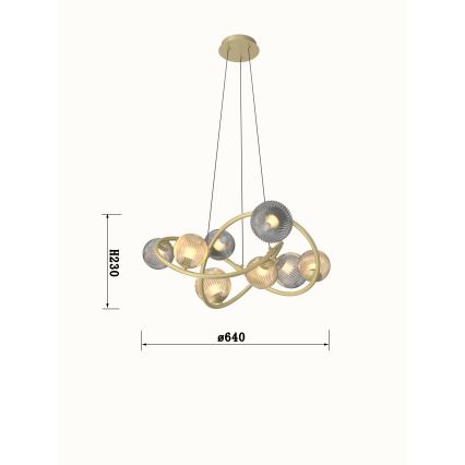 Wofi 7015-804 - LED pendel METZ 8xG9/3,5W/230V guldfarvet/grå