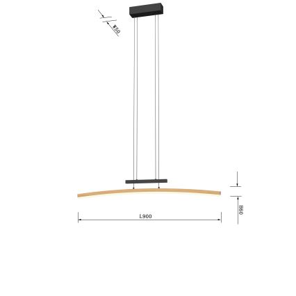 Wofi 7020-106 - LED Dæmpbar loftlampe på wire BOLOGNA LED/27W/230V