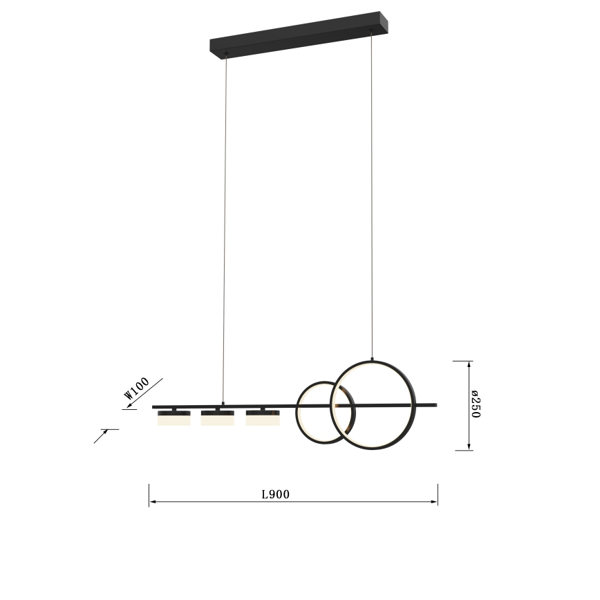 Wofi 7030-502 - LED pendel dæmpbar MESSINA LED/40W/230V sort