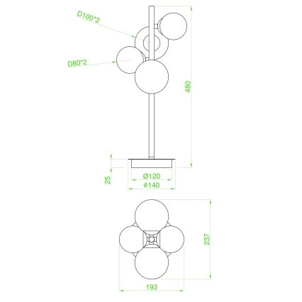 Wofi 8014.04.24.9000 - LED bordlampe VILLA 4xG9/3W/230V sort