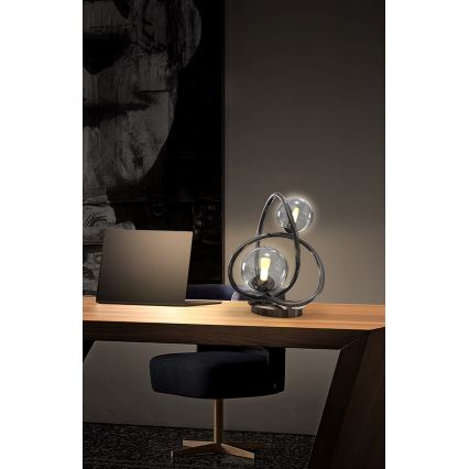 Wofi 8014-205 - LED bordlampe NANCY 2xG9/3,5W/230V sort/skinnende krom