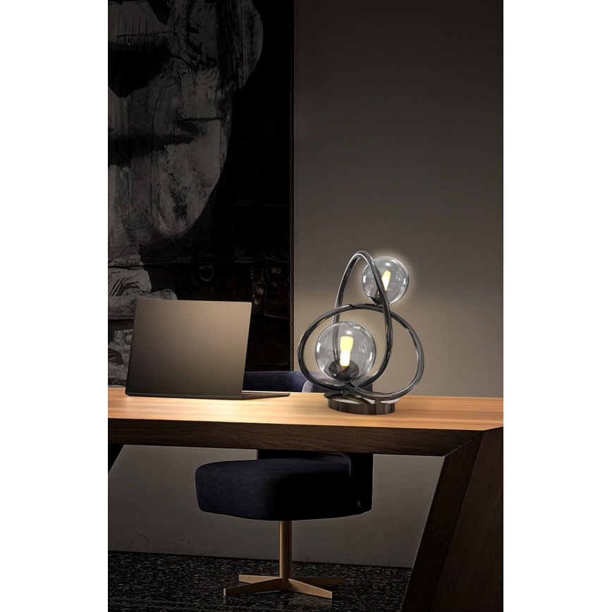 Wofi 8014-205 - LED bordlampe NANCY 2xG9/3,5W/230V sort/skinnende krom
