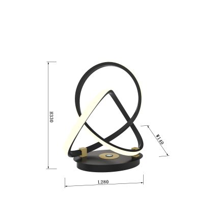 Wofi 8134-104 - LED Bordlampe dæmpbar med touch-funktion INDIGO LED/10,5W/230V sort/guldfarvet