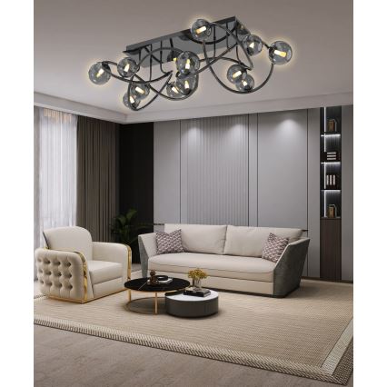 Wofi 9014-1205 - LED loftlampe NANCY 12xG9/3,5W/230V sort/skinnende krom